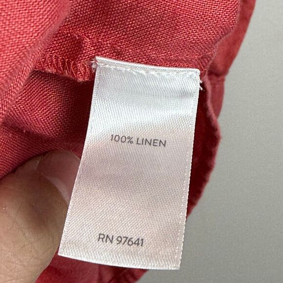 J.Jill Love Linen Top Womens XS Petite Red Watermelon Button Front Tunic Coastal - Picture 6 of 8